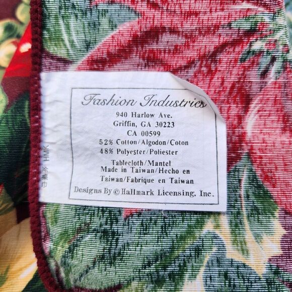 Fashion Industries Tablecloth 59x113.5" Inch Red Gold Green Hallmark Design - Picture 6 of 13
